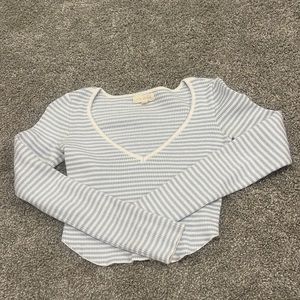 LA Hearts by PacSun Women's Blue and White Crop-top